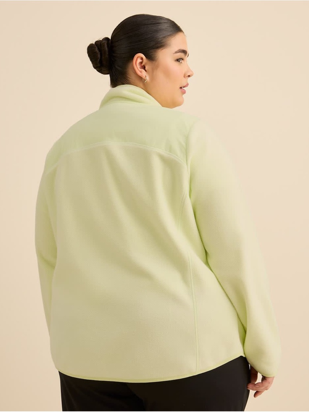 Polar Fleece Mock-Neck Jacket - Active Zone Lime Cream - Picture 3 of 5